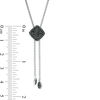 Thumbnail Image 2 of 1/4 CT. T.W. Enhanced Black Composite Diamond Tilted Cushion Frame Lariat Necklace in Sterling Silver - 26"