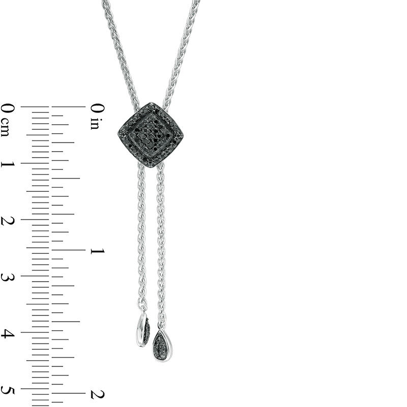 Main Image 2 of 1/4 CT. T.W. Enhanced Black Composite Diamond Tilted Cushion Frame Lariat Necklace in Sterling Silver - 26"