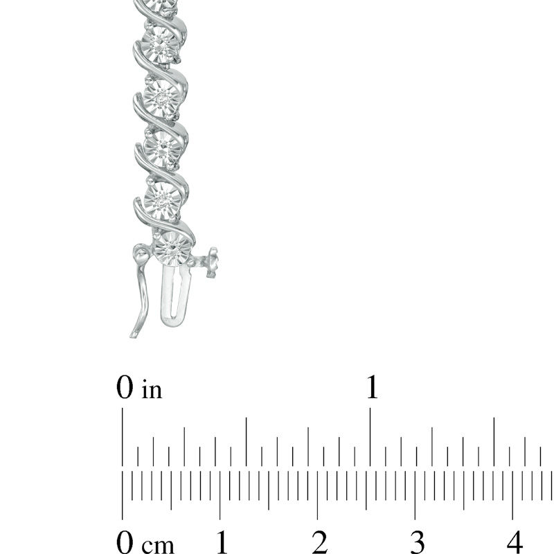 Main Image 4 of 1/10 CT. T.W. Diamond "S" Tennis Bracelet in Sterling Silver - 7.25"