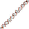 Thumbnail Image 0 of 1/10 CT. T.W. Diamond "S" Tennis Bracelet in Sterling Silver with 14K Rose Gold Plate - 7.25"