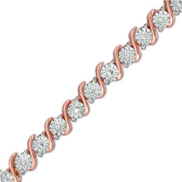 1/10 CT. T.W. Diamond &quot;S&quot; Tennis Bracelet in Sterling Silver with 14K Rose Gold Plate - 7.25&quot;