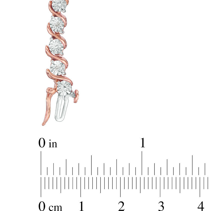 Main Image 4 of 1/10 CT. T.W. Diamond "S" Tennis Bracelet in Sterling Silver with 14K Rose Gold Plate - 7.25"