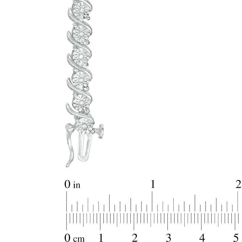 Main Image 4 of 1/4 CT. T.W. Diamond "S" Tennis Bracelet in Sterling Silver - 7.25"