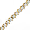 Thumbnail Image 0 of 1/4 CT. T.W. Diamond "S" Tennis Bracelet in Sterling Silver with 14K Gold Plate - 7.25"