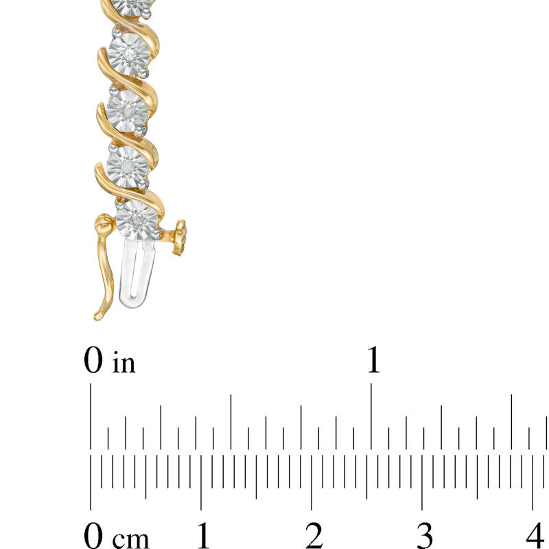 Main Image 4 of 1/4 CT. T.W. Diamond "S" Tennis Bracelet in Sterling Silver with 14K Gold Plate - 7.25"