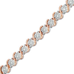 1/4 CT. T.W. Diamond &quot;S&quot; Tennis Bracelet in Sterling Silver with 14K Rose Gold Plate - 7.25&quot;