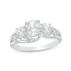 Thumbnail Image 1 of Lab-Created White Sapphire Three Stone Bypass Infinity Engagement Ring in Sterling Silver