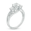 Thumbnail Image 1 of Lab-Created White Sapphire Three Stone Bypass Infinity Engagement Ring in Sterling Silver