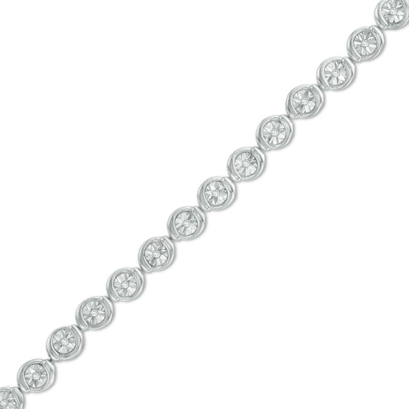 Main Image 1 of 1/10 CT. T.W. Diamond Orbit Bracelet in Sterling Silver - 7.25"