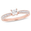 Thumbnail Image 0 of Princess-Cut Lab-Created White Sapphire and 1/20 CT. T.W. Diamond Promise Ring in Sterling Silver with Rose Rhodium