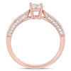 Thumbnail Image 2 of Princess-Cut Lab-Created White Sapphire and 1/20 CT. T.W. Diamond Promise Ring in Sterling Silver with Rose Rhodium