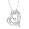 Thumbnail Image 0 of Convertibilities 1/10 CT. T.W. Diamond Heart Three-in-One Pendant in Sterling Silver and 10K Rose Gold