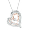 Thumbnail Image 1 of Convertibilities 1/10 CT. T.W. Diamond Heart Three-in-One Pendant in Sterling Silver and 10K Rose Gold
