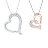 Thumbnail Image 1 of Convertibilities 1/10 CT. T.W. Diamond Heart Three-in-One Pendant in Sterling Silver and 10K Rose Gold