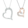 Thumbnail Image 2 of Convertibilities 1/10 CT. T.W. Diamond Heart Three-in-One Pendant in Sterling Silver and 10K Rose Gold