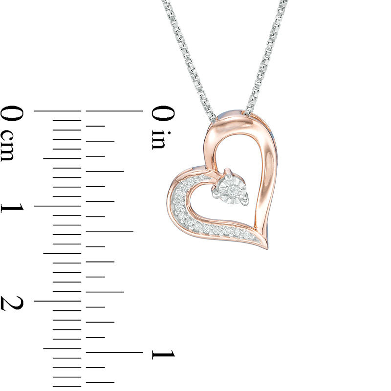 Main Image 3 of Convertibilities 1/10 CT. T.W. Diamond Heart Three-in-One Pendant in Sterling Silver and 10K Rose Gold