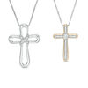 Thumbnail Image 2 of Convertibilities 1/15 CT. T.W. Diamond "X" Cross Three-in-One Pendant in Sterling Silver with 10K Gold Plate