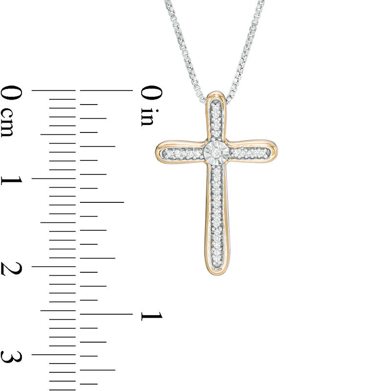Main Image 3 of Convertibilities 1/15 CT. T.W. Diamond "X" Cross Three-in-One Pendant in Sterling Silver with 10K Gold Plate