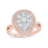 Thumbnail Image 1 of 1 CT. T.W. Composite Diamond Triple Teardrop-Shaped Frame Engagement Ring in 10K Two-Tone Gold