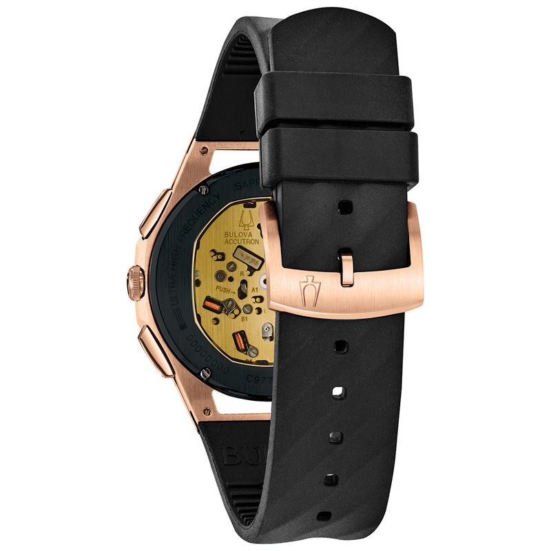 Main Image 3 of Men's Bulova Curv Chronograph Two-Tone Strap Watch with Black Skeleton Dial (Model: 98A185)