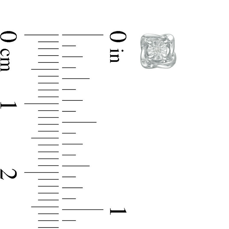 Main Image 2 of Diamond Accent Solitaire Twist Frame Stud Earrings in Sterling Silver