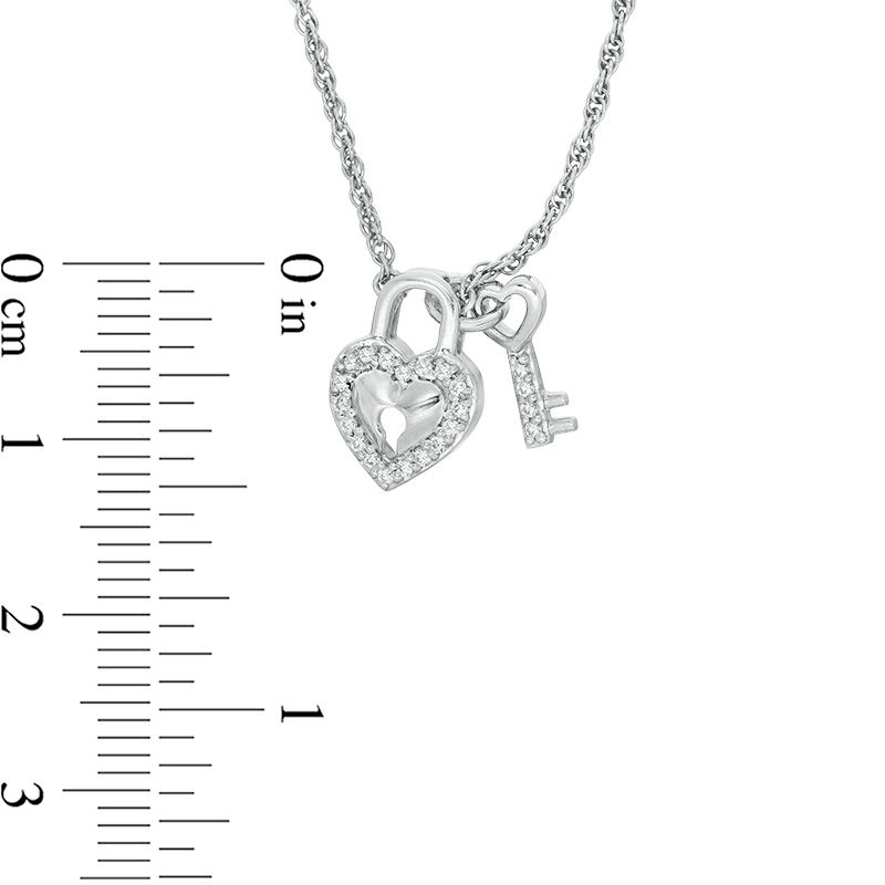 Silver Heart Shaped Lock & Key Charm Necklace