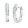 1/4 CT. T.W. Baguette Diamond Hoop Earrings in 10K White Gold