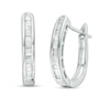 Thumbnail Image 1 of 1/4 CT. T.W. Baguette Diamond Hoop Earrings in 10K White Gold