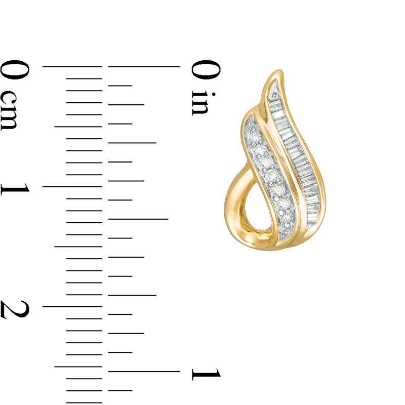 Main Image 2 of 1/5 CT. T.W. Baguette and Round Diamond Teardrop Earrings in 10K Gold