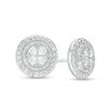 1 CT. T.W. Quad Diamond Double Circle Frame Stud Earrings in 10K White Gold