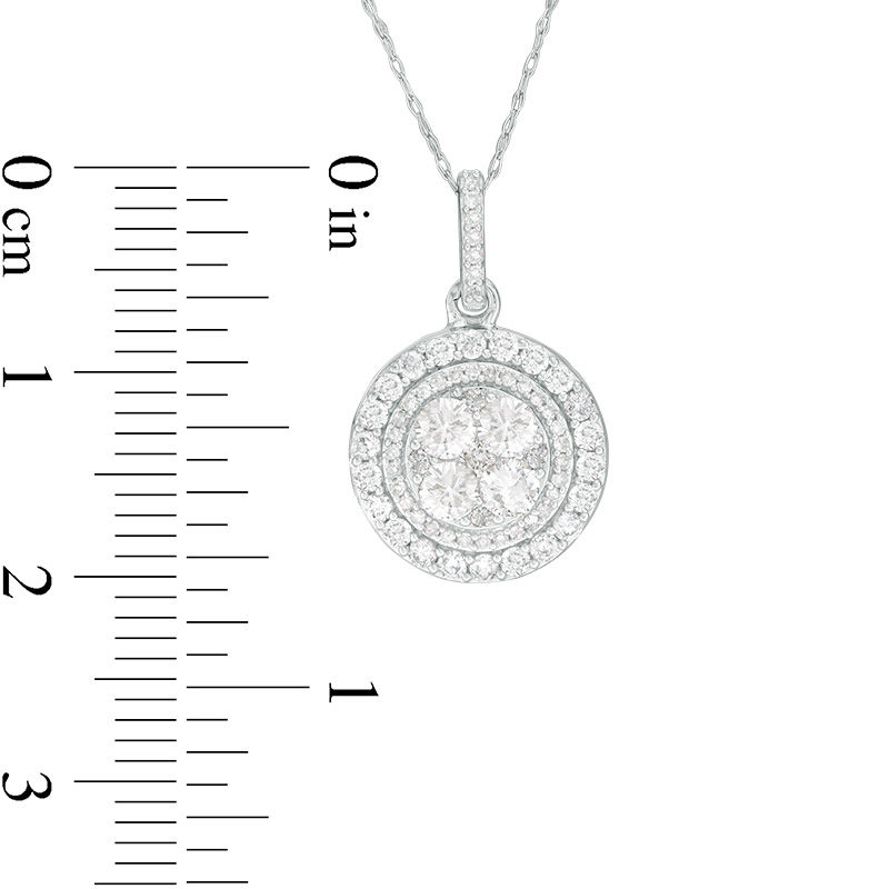 1 CT. T.W. Quad Diamond Double Circle Frame Pendant in 10K White Gold