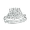 Thumbnail Image 0 of 1/4 CT. T.W. Composite Diamond Cushion Frame Twist Bridal Set in Sterling Silver