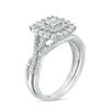 Thumbnail Image 1 of 1/4 CT. T.W. Composite Diamond Cushion Frame Twist Bridal Set in Sterling Silver