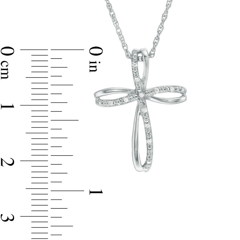 Diamond Accent Loop Cross Pendant in Sterling Silver