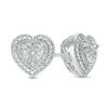 Diamond Accent Heart Frame Stud Earrings in Sterling Silver