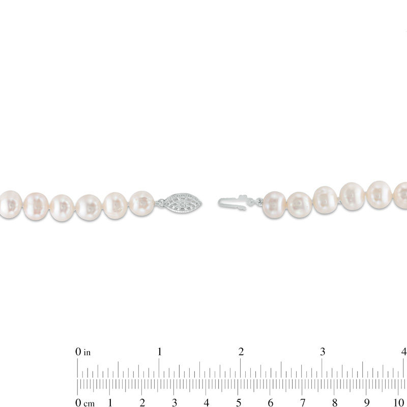 Main Image 2 of 7.5-8.0mm Freshwater Cultured Pearl Strand Necklace with Sterling Silver Filigree Clasp-24"