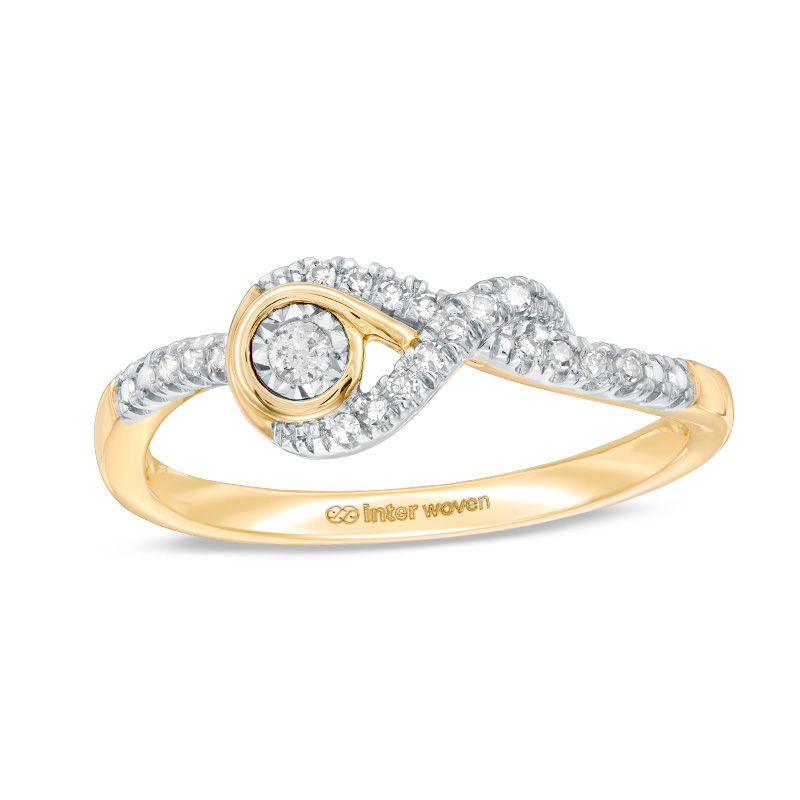 Main Image 1 of Interwoven™ 1/10 CT. T.W. Diamond Ring in 10K Gold