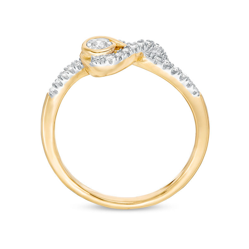 Main Image 2 of Interwoven™ 1/10 CT. T.W. Diamond Ring in 10K Gold