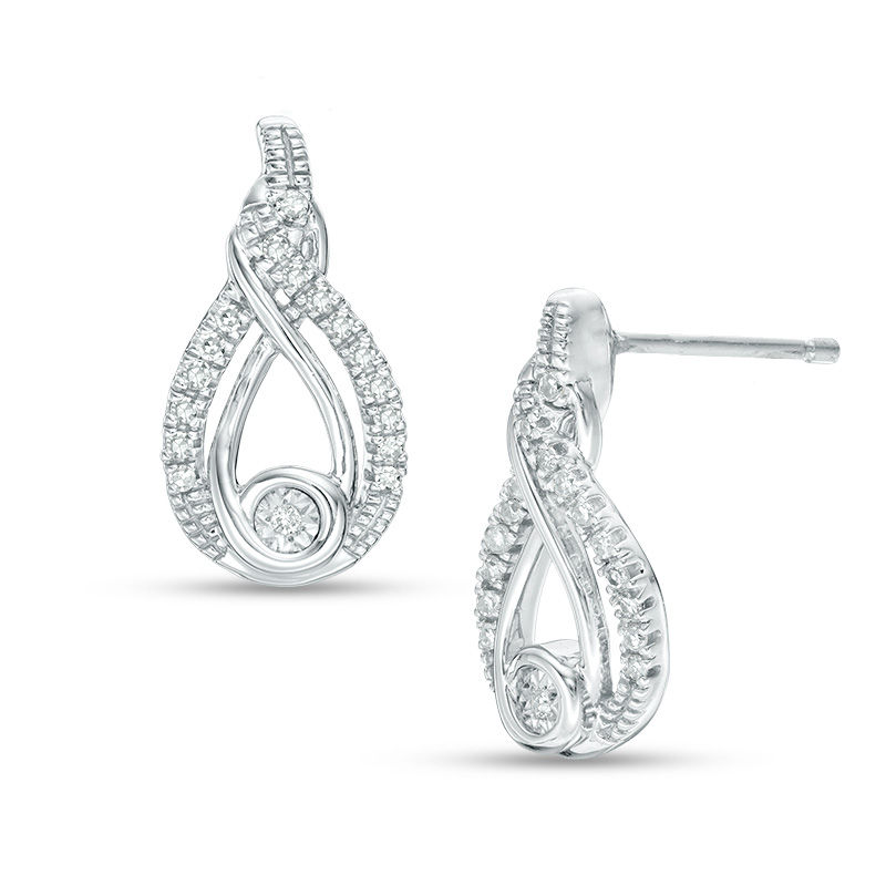 Interwoven™ 1/8 CT. T.W. Diamond Drop Earrings in Sterling Silver