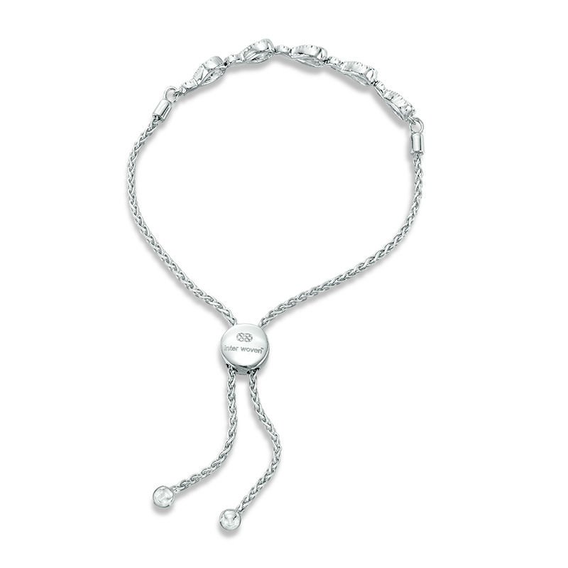 Main Image 2 of Interwoven™ 1/20 CT. T.W. Diamond Bolo Bracelet in Sterling Silver - 9.5&quot;