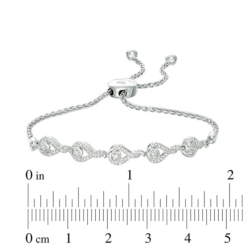 Main Image 3 of Interwoven™ 1/20 CT. T.W. Diamond Bolo Bracelet in Sterling Silver - 9.5&quot;