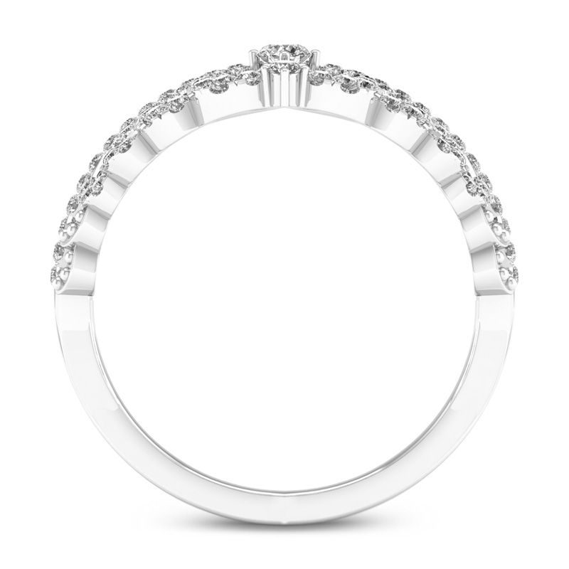 1/3 CT. T.W. Diamond Heart Crown Ring in 10K White Gold