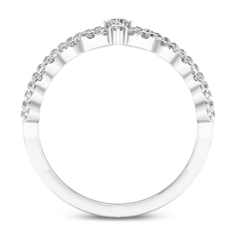 Main Image 3 of 1/3 CT. T.W. Diamond Heart Crown Ring in 10K White Gold