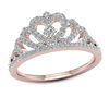 Thumbnail Image 0 of 1/3 CT. T.W. Diamond Heart Crown Ring in 10K Rose Gold