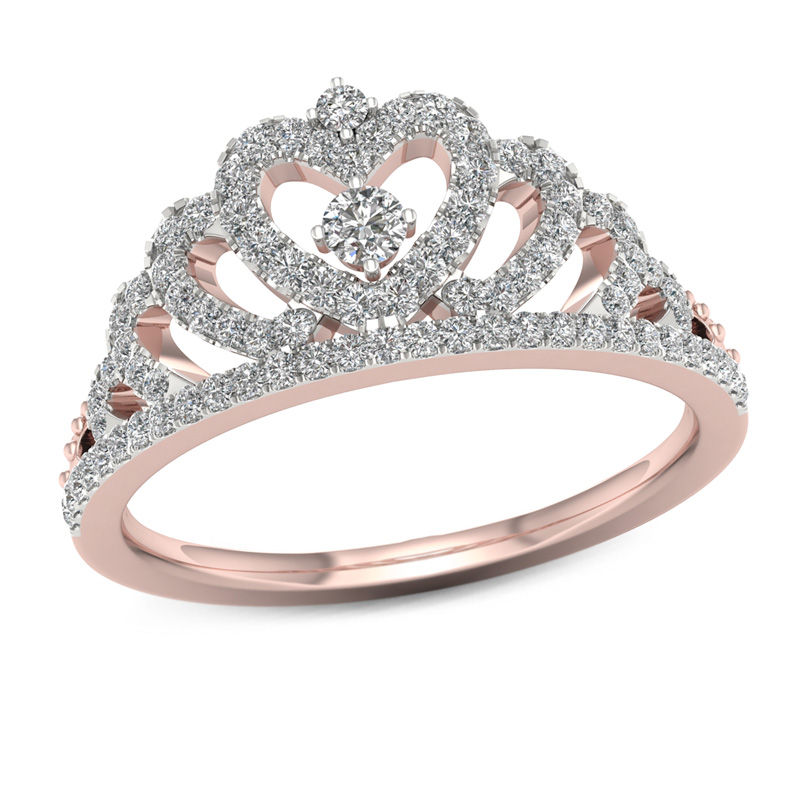 1 3 CT. T.W. Diamond Heart Crown Ring in 10K Rose Gold Zales Outlet