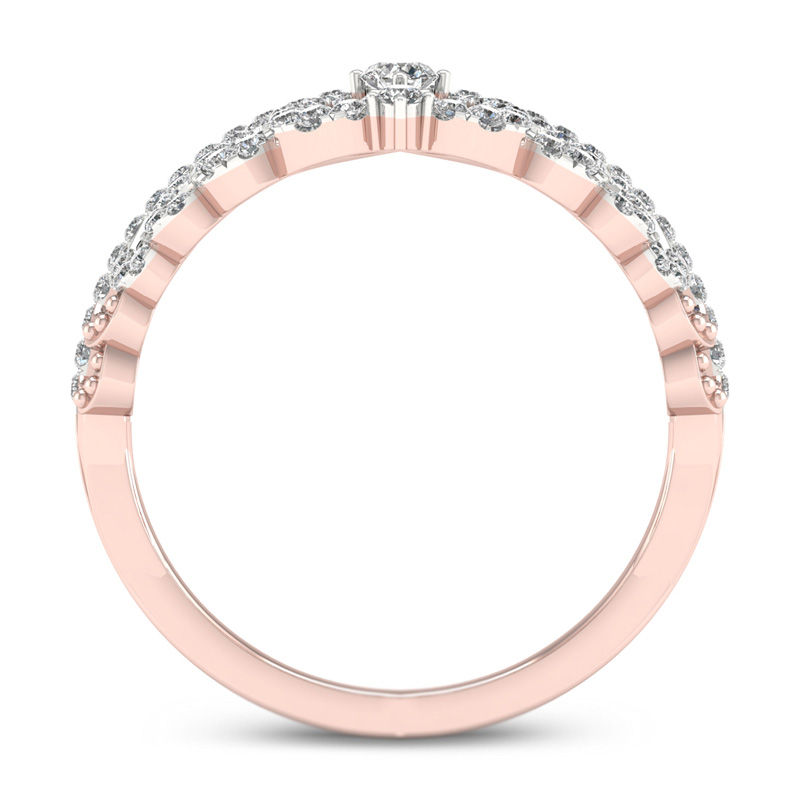Main Image 3 of 1/3 CT. T.W. Diamond Heart Crown Ring in 10K Rose Gold