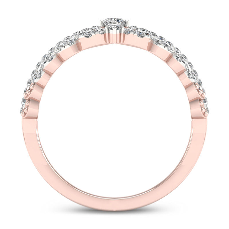 1/3 CT. T.W. Diamond Heart Crown Ring in 10K Rose Gold