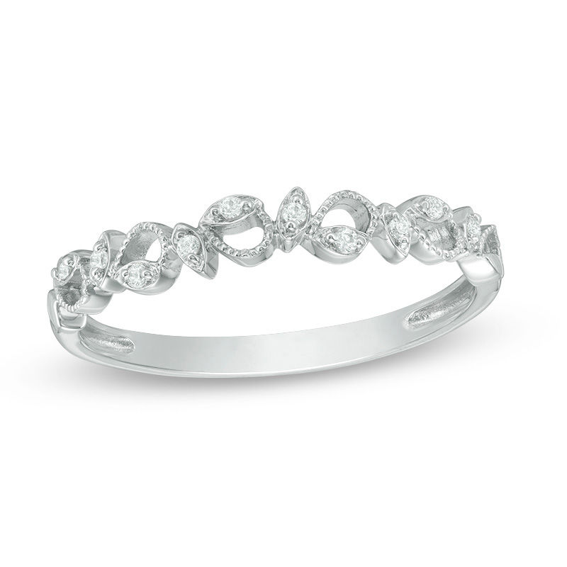 1/20 CT. T.W. Diamond Vine Vintage-Style Band in 10K White Gold