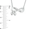 Thumbnail Image 2 of Simulated Birthstone Infinity with Heart Charm Necklace in Sterling Silver (2 Stones, Names and Initials)
