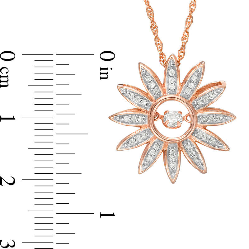 Main Image 2 of Lab-Created White Sapphire Sunflower Pendant in Sterling Silver with 14K Rose Gold Plate